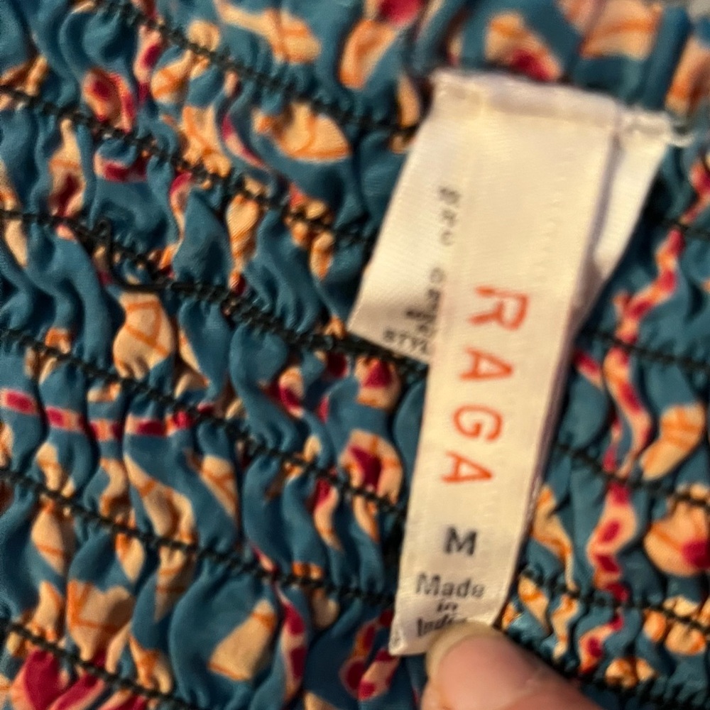 🔥Sale🔥 NWOT Raga from Anthropologie Floral Blue and Peach Tiered Skirt (M) - Picture 5 of 6